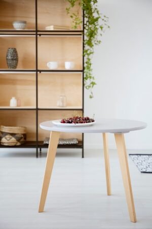 real-photo-of-a-plate-of-cherries-on-a-round-woode-UY7E3WZ Designer Table 2